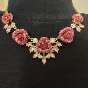 Betsey Johnson Elegant Pink Floral Necklace